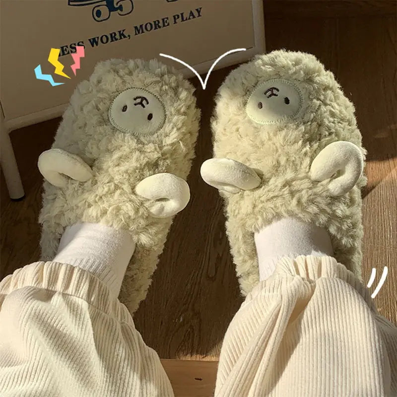 Plush Bedroom Cotton Fluffy Slippers