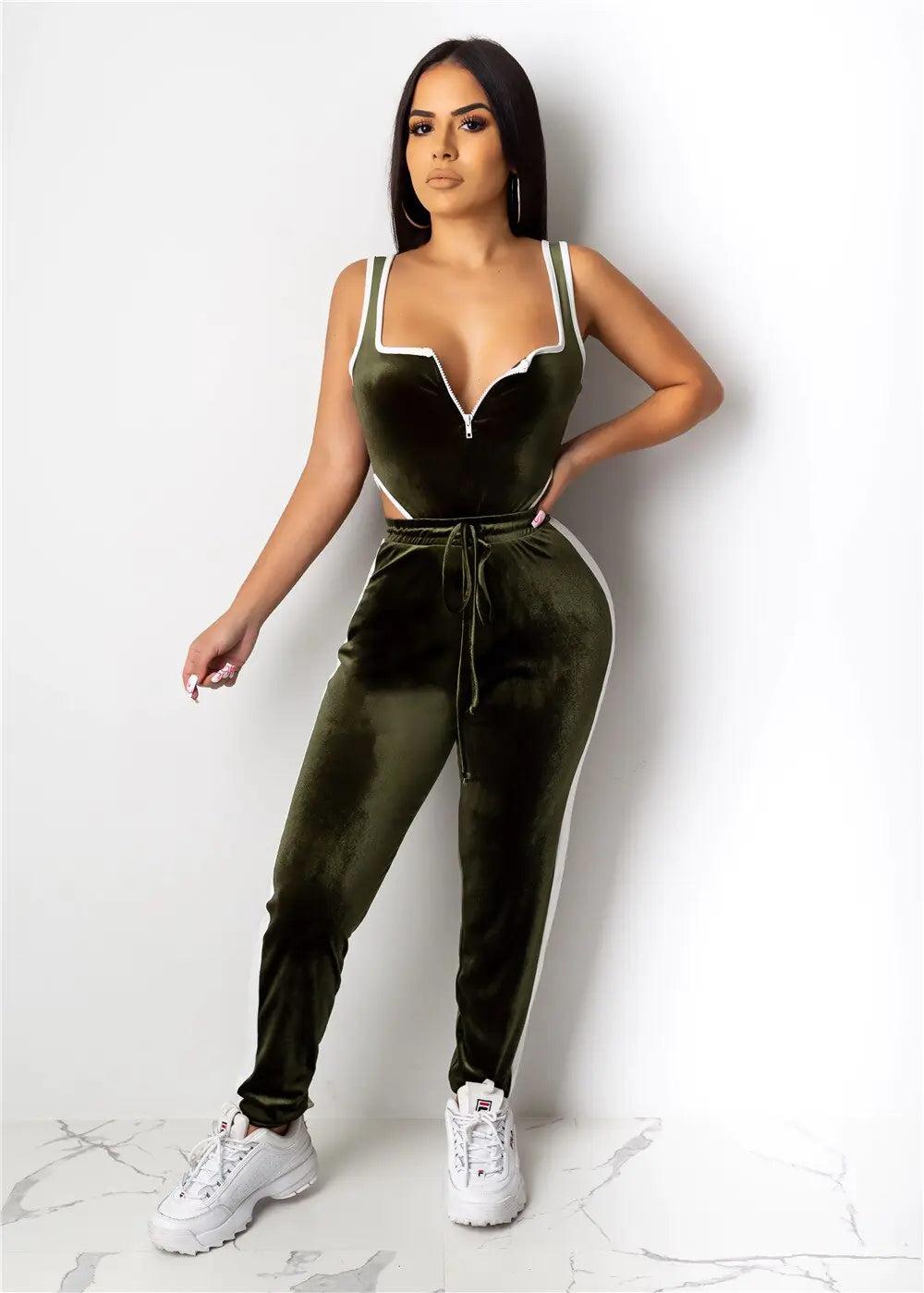 Velvet Bodysuit Pencil Pants Set