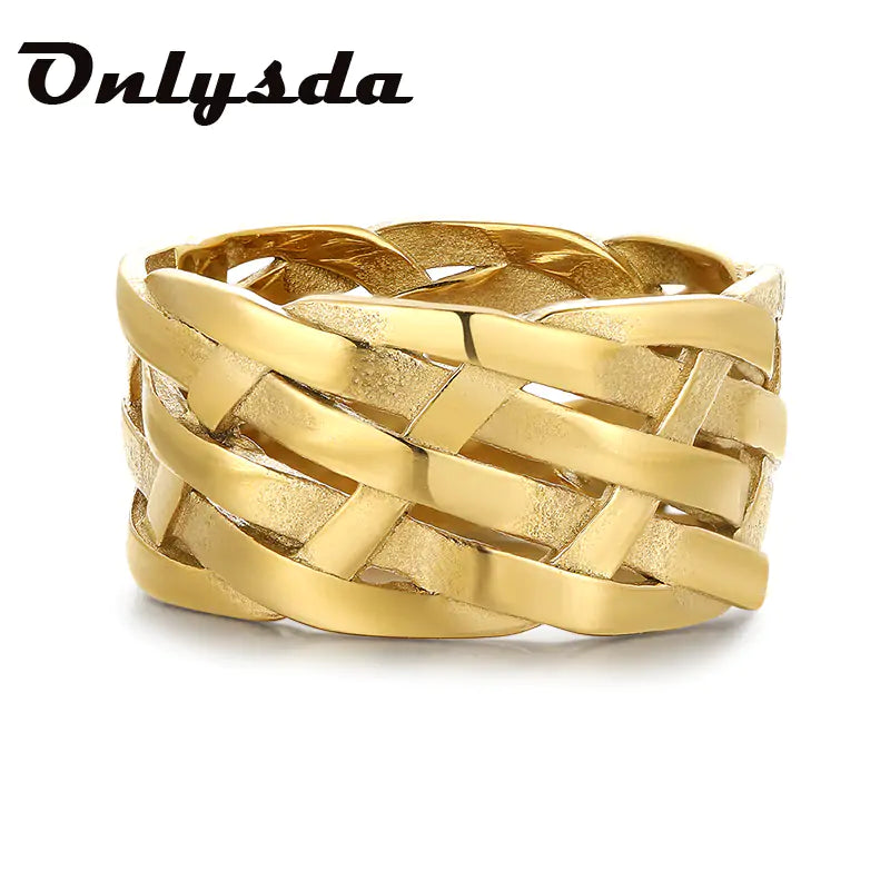 Vintage Weave Stainless Steel Rings