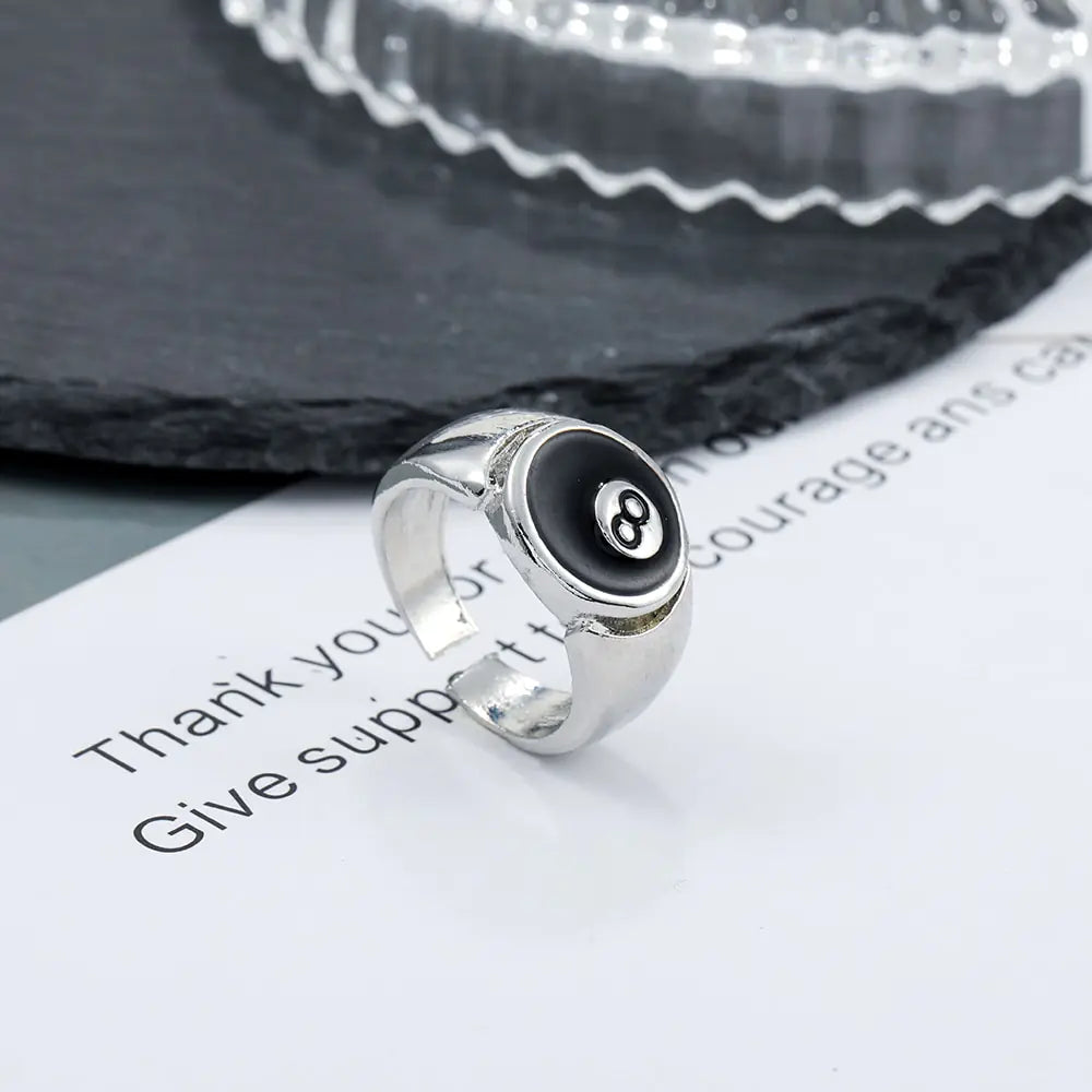 Billiard Number 8 Opening Adjustable Ring